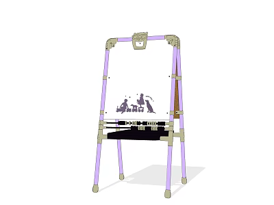 Purple Easel Featuring Musical Instruments And Art Supplies Design Elements 3d model