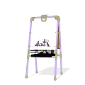 Purple Easel Featuring Musical Instruments And Art Supplies Design Elements