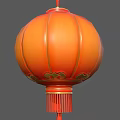 Traditional Chinese Style Orange Lantern Pendant with Golden Decorative Details