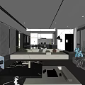 Modern Dining and Living Room Interior With Sofa Coffee Table And Pendant Lights