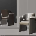 Modern Single Chair In Brown And Beige Leather With Minimalist Contemporary Interior Design