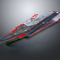 Large Aircraft Carrier Waterborne Vehicle With Flight Deck Runway And Red Details