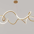 Modern Curved Gold Frame Chandelier With Illuminated Light Strips For Elegant Interior Decoration