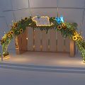 Decorative Event Entrance Arch With Sunflowers Butterflies And Green Plants