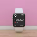 Modern Smartwatch Displaying Digital Time Heart Rate On Pink Wall Wooden Floor