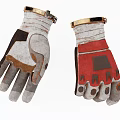 Durable Work Gloves With Gray Brown Red Design And Gold Wrist Accents