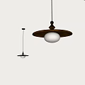 Two Pendant Lights with Brown Frame Circular Top and White Shade in Light Background