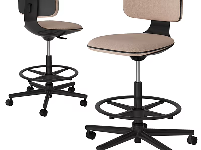 Modern Office Chairs With Beige Seat Black Frame Swivel Wheels Design 3d model