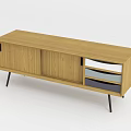 Modern Wooden TV Stand With Sleek Design Cabinets Drawers And Metal Legs
