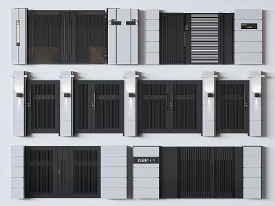 Modern Exterior Door Designs With Black And White Panels Louvered Styles And House Numbers 3d model