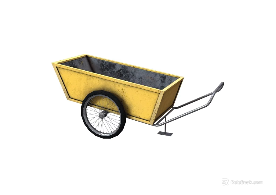 Yellow Single Wheel Wheelbarrow With Metal Frame Solid Tire For Gardening 3d model