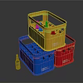 Colorful Plastic Bottle Crates For Household Storage In Yellow Blue Red