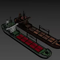 Large Cargo Ship as Water Transport with Red Cargo Hatches White Green Hull and Masts