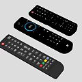 Three Black Remote Controls With Various Buttons And Functional Design Features 3d model