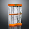Concrete Panel With Orange Frame And Moss Covered Textured Surface Structure