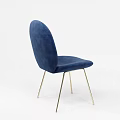 Dark Blue Velvet Office Chair with Round Backrest and Gold Metal Legs