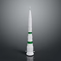 White Space Rocket Model With Green Stripes And Base Structure Design