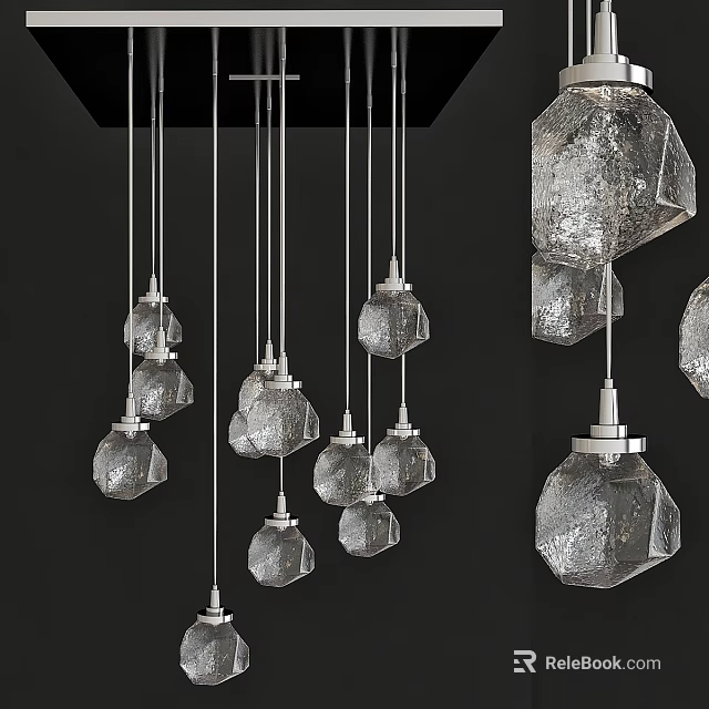 Modern Geometric Pendant Lights With Textured Glass Design For Interior Decoration 3d model 