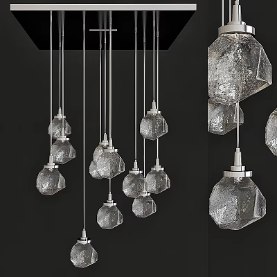 Modern Geometric Pendant Lights With Textured Glass Design For Interior Decoration 3d model