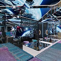 Modern KTV Room With Starry Ceiling Multiple Screens Colorful Lights And Cozy Seats