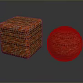 Red Brick Cube And Sphere Geometric Shapes On Gray Reflective Background Surface 3d model
