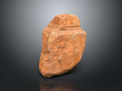Natural Orange Stone With Rough Texture And Wooden Elements In Decorative Design 3d model