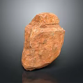 Natural Orange Stone With Rough Texture And Wooden Elements In Decorative Design