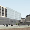 Modern Office Building Complex With Green Landscaping Waterfront And Plaza Area