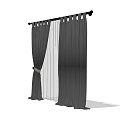 Dark Pleated Curtains With Sheer Layers And Tiebacks For Home Windows