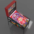 Colorful Auto Race Themed Pinball Machine With Red Top And Vibrant Playfield