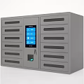 Grey Storage Locker With Multiple Drawers Touch Screen And Fingerprint Scanner 3d model