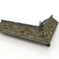 Ancient Chinese Architecture Traditional Tiled Roof With Aged Mossy Tiles And Decorative Elements