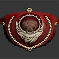 Elegant Decorative Bust Statue Featuring Crown Pearl Necklace Gemstone And Red Outfit