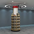 Modern Circular Display Rack With Illuminated Top For Wine Bottle Storage 3d model