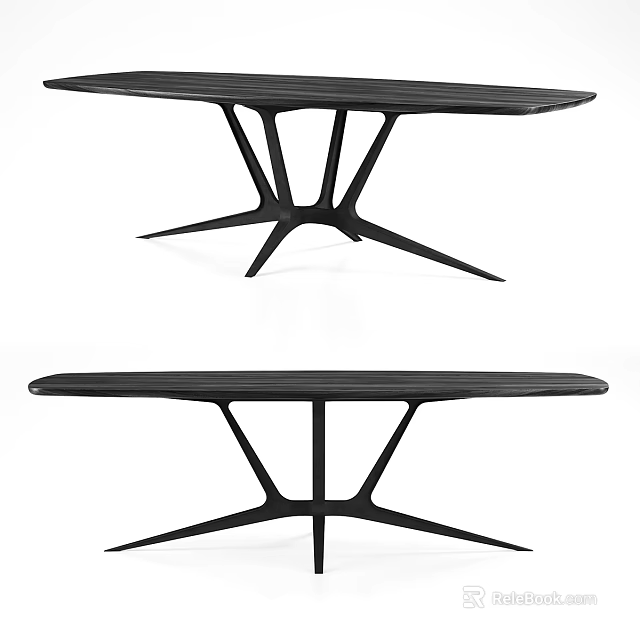 Modern Black Dining Table With Unique Geometric Leg Design And Smooth Top 3d model 