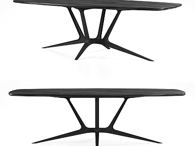 Modern Black Dining Table With Unique Geometric Leg Design And Smooth Top 3d model
