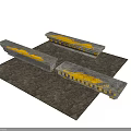 Three Vintage Gray Train Carriages With Yellow Stripes And Weathered Texture