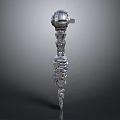 Mechanical Metal Weapon With Intricate Gear Structure And Spherical Head Design