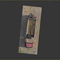 Red Bronco Dump Truck With Crane On Dirt Grassy Ground Platform