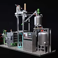 Industrial Equipment with Vertical Tanks Pipes Valves and Control Panel for Processing