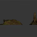 Natural Plant Roots with Mossy Soil and Small Stump on White Background