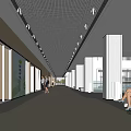 Modern Elevator Corridor With Polished Floors And Glass Walls