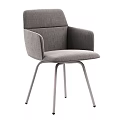 Modern Gray Fabric Upholstered Leisure Chair with Armrests Sleek Design and Metal Legs