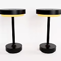 Two Modern Black Base Table Lamps With Yellow Shade And Sleek Design 3d model