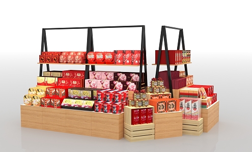 Supermarket Shelf Snack Goods Department Store Display Chocolate Gift Box Ladder Shelf Department Store New Year Chocolate Gift Box Department Store 3d model