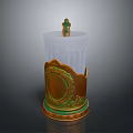 Elegant Decorative Candle Holder with White Body Ornate Golden Base and Green Top Accent
