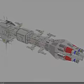 Detailed Large Modular Spacecraft With Red Blue Thrusters And Cosmic Exploration Structure 3d model