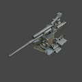 Vintage Artillery Weapon With Long Barrel Mounted Metal Base And Operating Components 3d model
