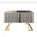 Modern Elegant Nightstands With Wooden Panels Metal Legs And Gold Hardware