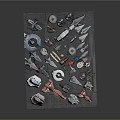 Assorted Sci-Fi Model Spaceships Displayed On Black Mat With Various Designs 3d model